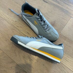 Puma Gray and White Athletic Shoes with Retro Design